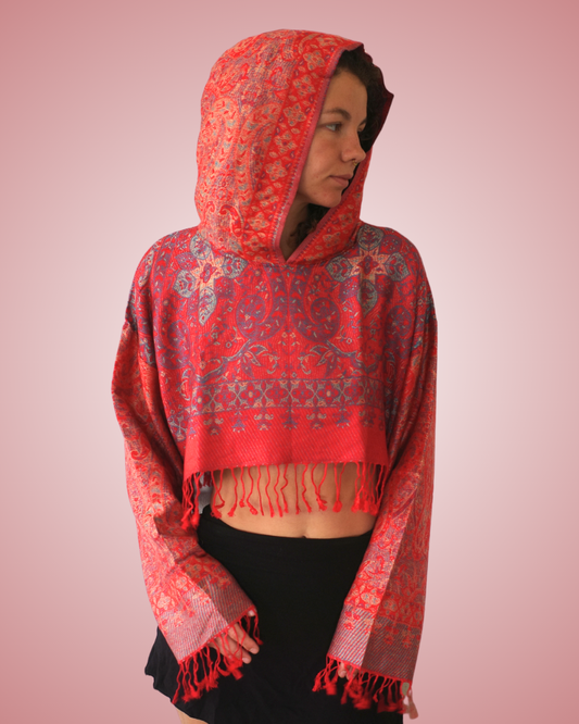 Flame Cropped Pashmina Hoodie