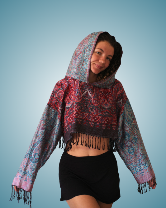 Fire & Flow Cropped Pashmina Hoodie