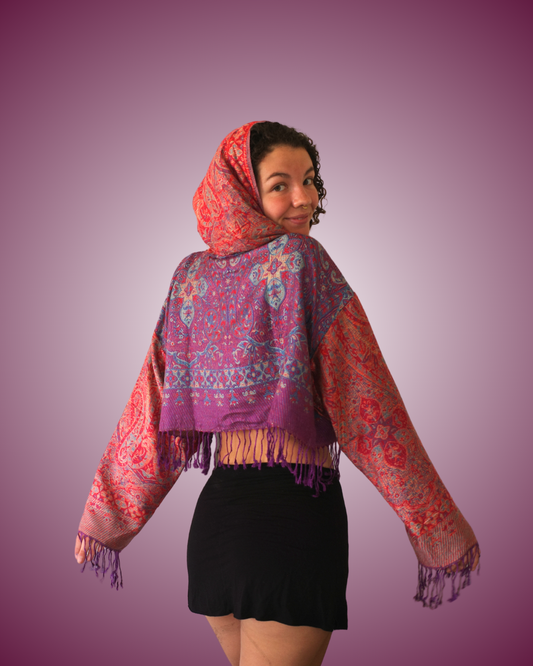 Berry Cropped Pashmina Hoodie
