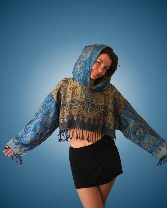 Midnight Cropped Pashmina Hoodie