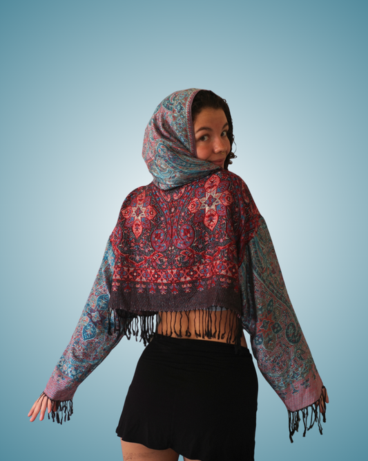 Fire & Flow Cropped Pashmina Hoodie