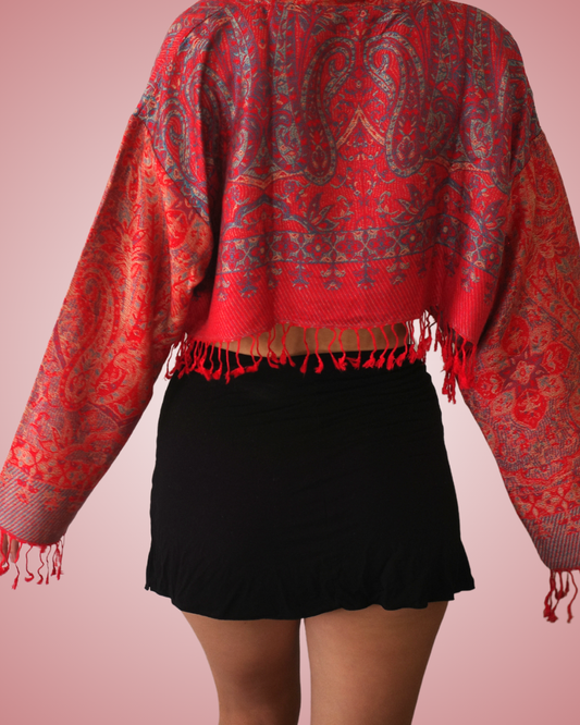 Flame Cropped Pashmina Hoodie