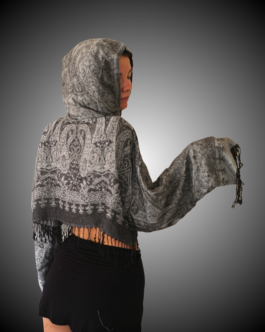 Yin Yang Cropped Pashmina Hoodie