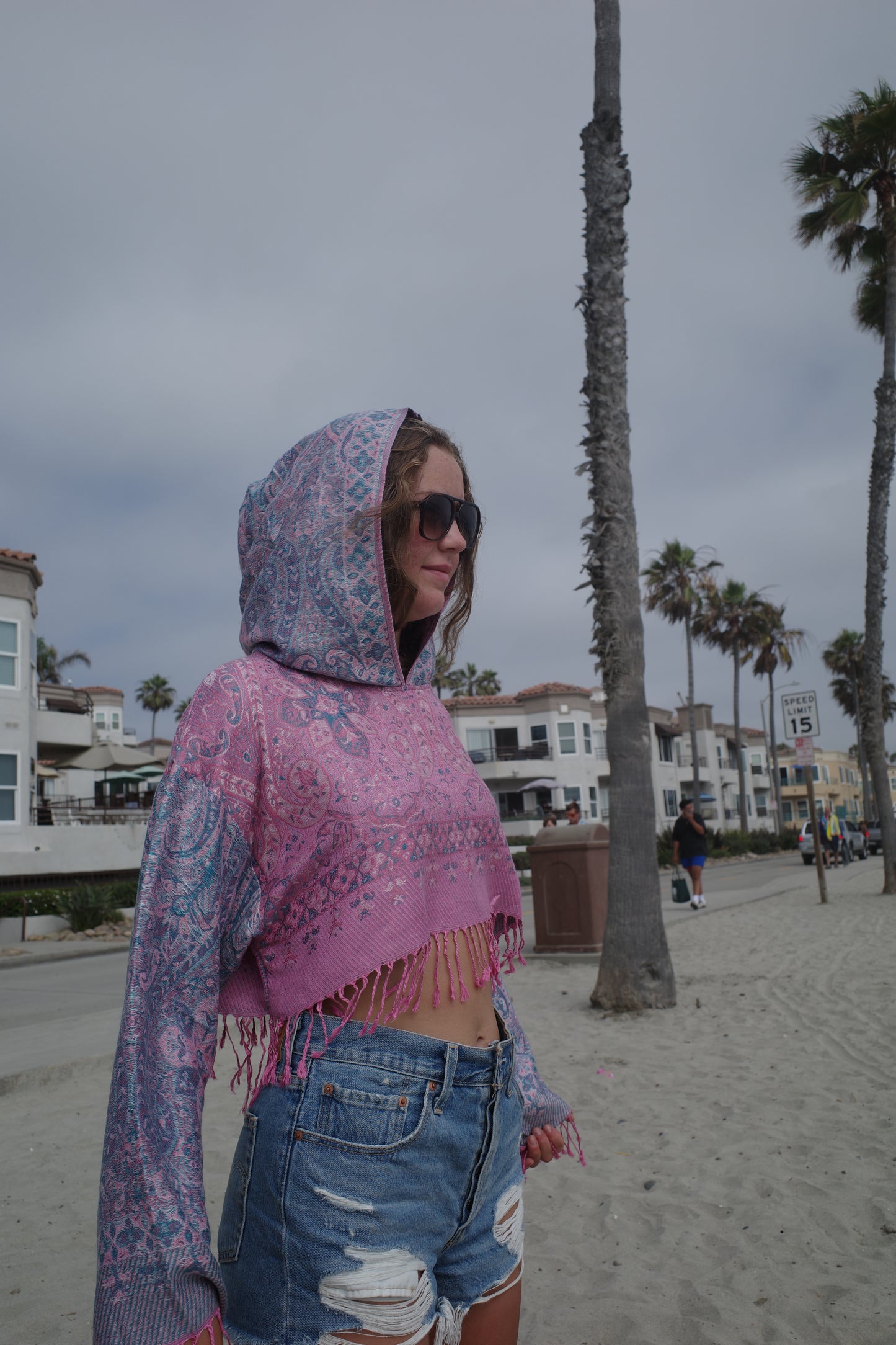 Rose Quartz Cropped Pashmina Hoodie