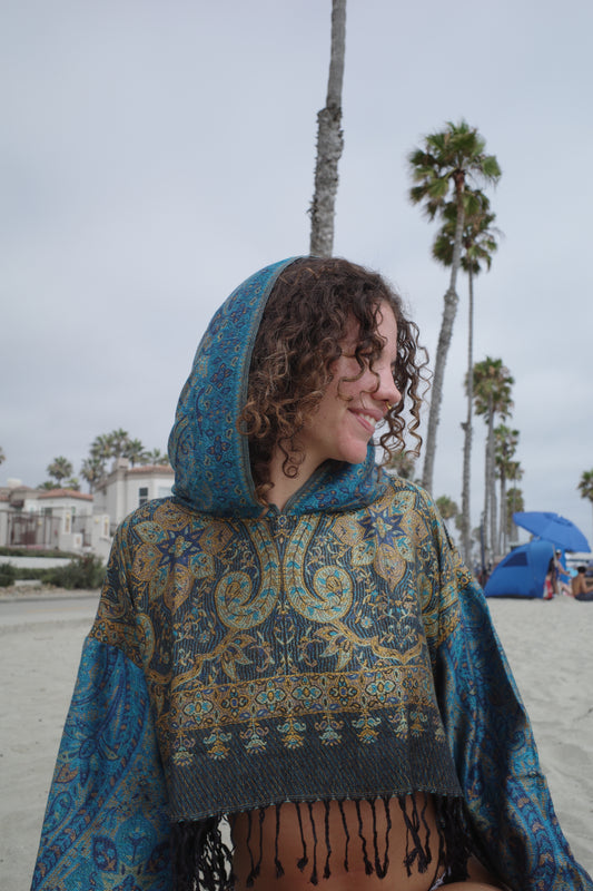 Midnight Cropped Pashmina Hoodie